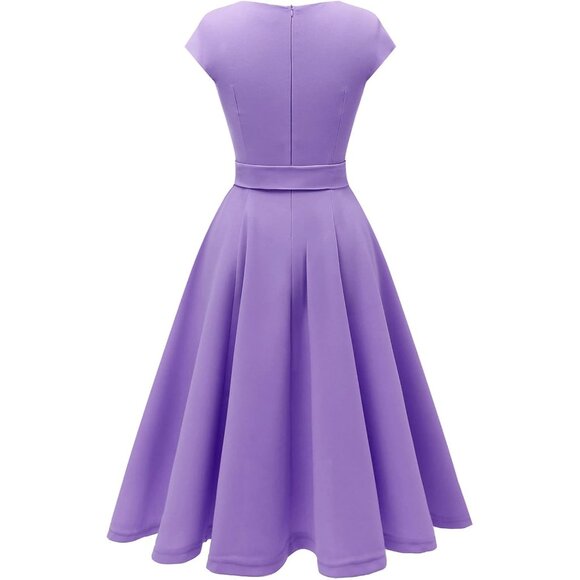 Dresstells Women's Lavender Modest Vintage Cocktail Formal Party Dresses - Picture 4 of 7